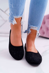 Women's Ballerinas With Zircons Suede Black Lora