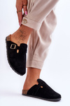 Suede Sandals On Cork Platform Black Vellma