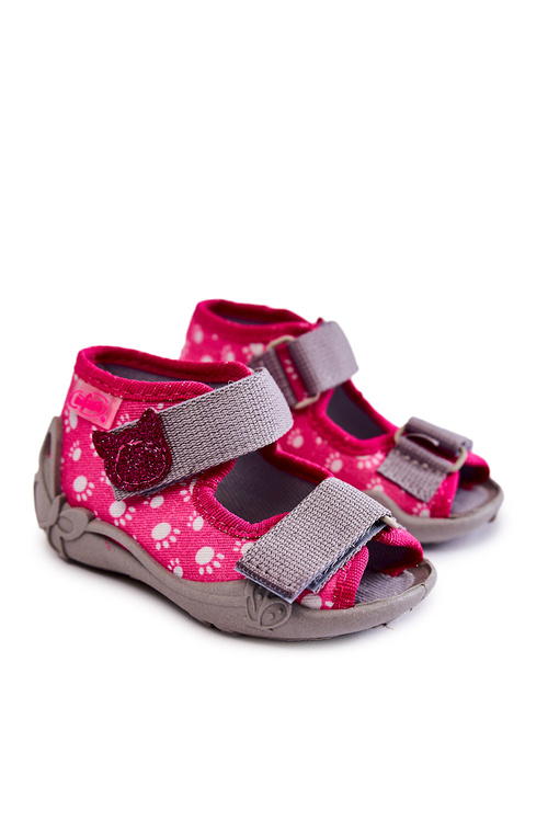 Sandals Slippers Befado Velcro Paws 242P108 Pink