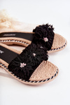 Women's Slippers With Material Flowers Black Susana