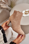 Insulated Heeled Boots with Mirror Element Beige Silvare