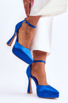Fashionable Pumps On A Wide High Heel Blue Madness