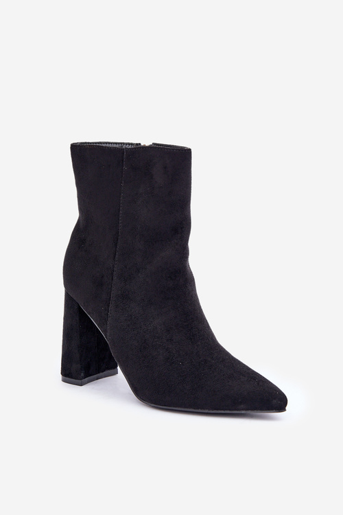 Ankle Boots With Pointed Toes On A Heel Eco Suede Black Artolla