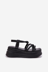 Sandals On Massive Platform With Intertwining Straps Black Lanathea