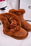 Children's Snow Boots With Fur And Button Camel Kawai
