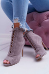 Lu Boo Lace-up Grey Open Heel Sandals Boots Natasha