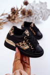 Leather Sport Shoes Leopard Black Trixie
