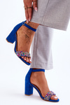 Fashionable Sandals With Stones High Heels Blue Love Me