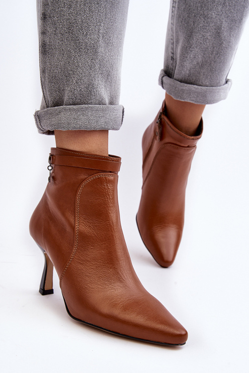Leather Women's Ankle Boots with Stiletto Heel Maciejka 06301-29 Brown