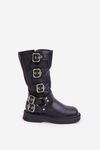 Boots Ankle Boots Girls With Buckles Eco Leather Black Rinetha
