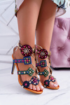 Stiletto Sandals Jetted Studs Rockers Multicolored