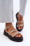 Women's Embellished Sandals Eco Leather Gold-Beige Arcida