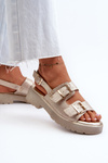 Women's Sandals with Buckles Eco Leather Golden Konanttia