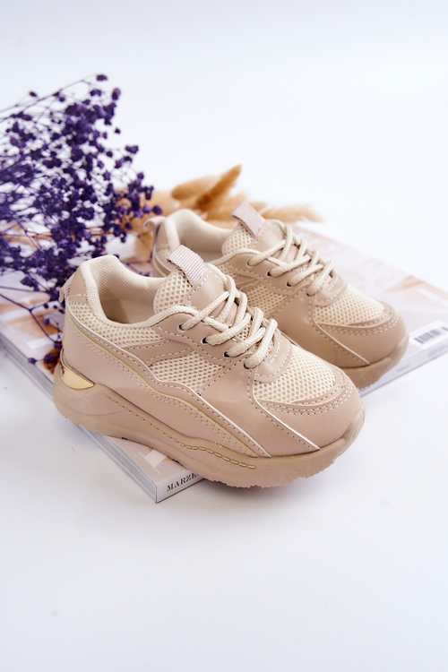 Sportowe Buty Sneakersy Dziecięce Beżowe Kizzie