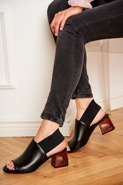 Laura Messi 1919 Leather Strapless Sandals Black