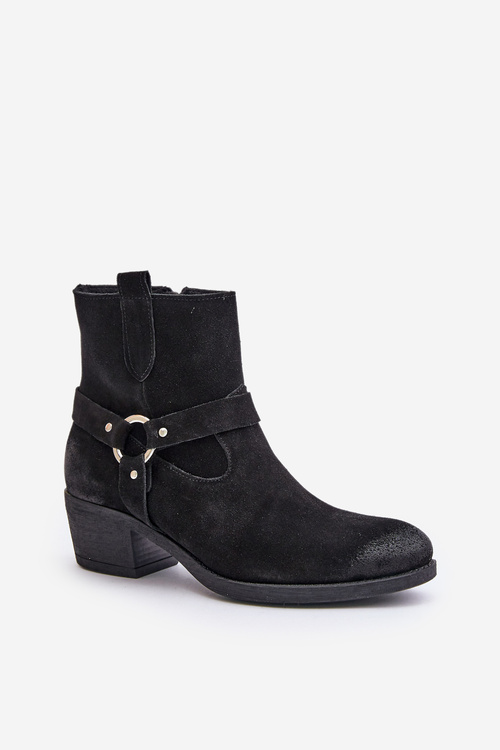Suede insulated ankle boots with heels black Zazoo 60477