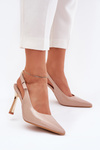 Patented High Heels With Open Back And Pointed Toes Beige Rivori