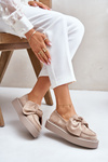 Womens Moccasins On Platform With Bow Beige Naivine