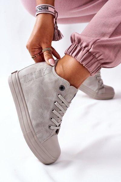 Leather Wedge Sneakers Big Star II274093 Grey