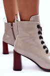 Lacquered Lace-Up Boots on Heel MR870-15 SBarski MR870-15 Light Gray