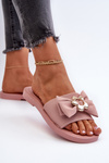Women's Pink Bow Slippers Arsicada