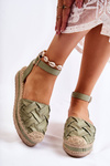 Espadryle Sandały Damskie Platforma Zielone Susane
