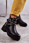 Leather Women's Boots With Decorative Studs Black Sanchez