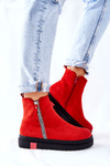 Platform Suede Lace-up Booties Red Nessa
