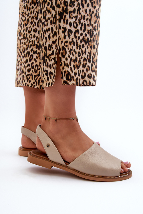 Sandały Skóra Wsuwane Beżowe Alivia