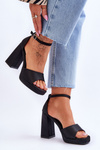 Satin Sandals On Chunky Heels Black Eternity