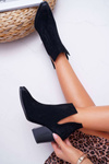 Women's Heeled Boots Spring Leather Suede Black Nicole 2430