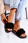 Women's Suede Slippers With Ornament Black Nemis