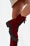 Women's Workery Boots Made of Natural Suede with Heating Zazoo 4213 Bordeaux