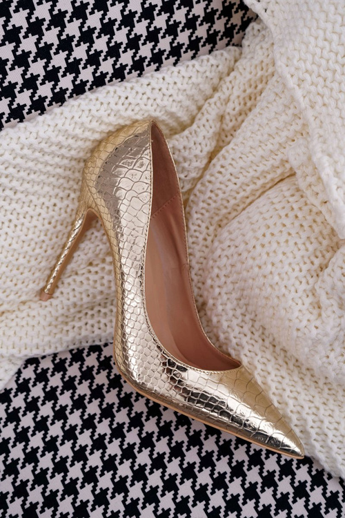 Lu Boo Women's Stilettos Snake Leather Gold BC-791