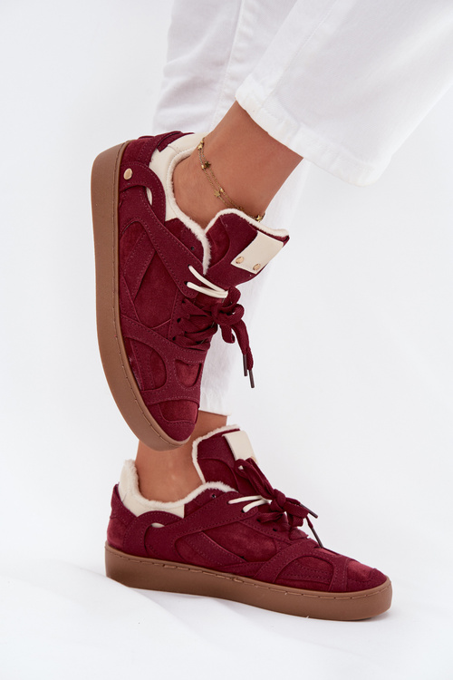 Women's Sneakers Platform with Fur Lined Bordeaux Solvia