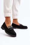 Women's Embellished Black Loafers Dananei
