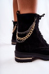 Suede warm boots with a chain Black Sorita
