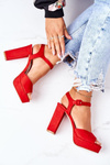 Suede High Heel Sandals Red Camilia
