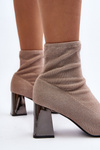 Shiny Ankle Boots with Block Heel Green Sognota
