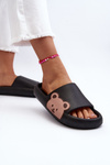 Women's Lightweight Foam Slippers Bear Motif Black Parisso