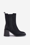 Women's Ankle Boots With Block Heel Made Of Eco Suede Black Naorita