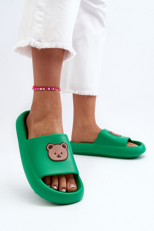 Light Women's Foam Flip-Flops with Bear Green Lia