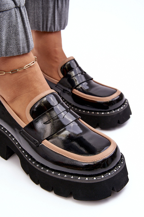 Mokasyny Skóra Damskie Czarne D&A MR870-32