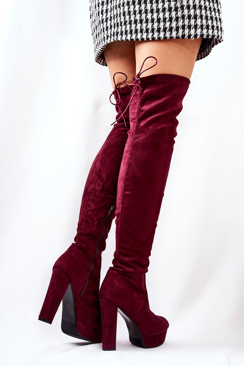 Suede heeled boots maroon Minesa