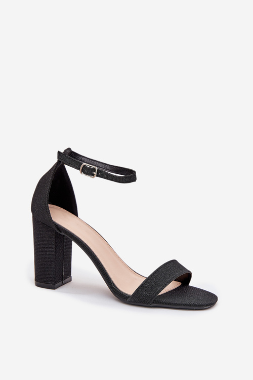 Shiny women's sandals with a heel black Kavina