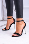 Women's Zirconia Stiletto Sandals Black Elida