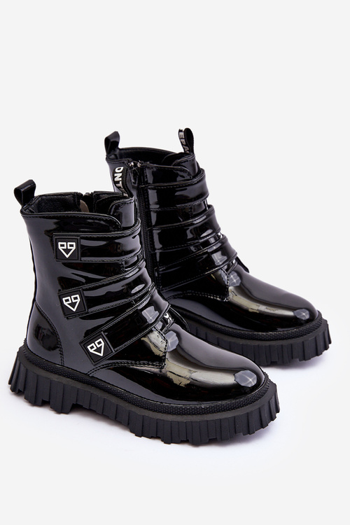 Girls' Lacquered Lined Boots Black Rilina