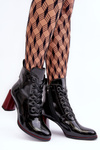 Lacquered Lace-Up Boots on Heel SBarski MR870-15 Black