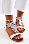 Leather Openwork Sandals Lewski Pearl 3049 White