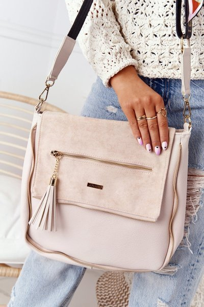 Women's Messenger Bag With Detachable Strap LAURA BIAGGI Beige